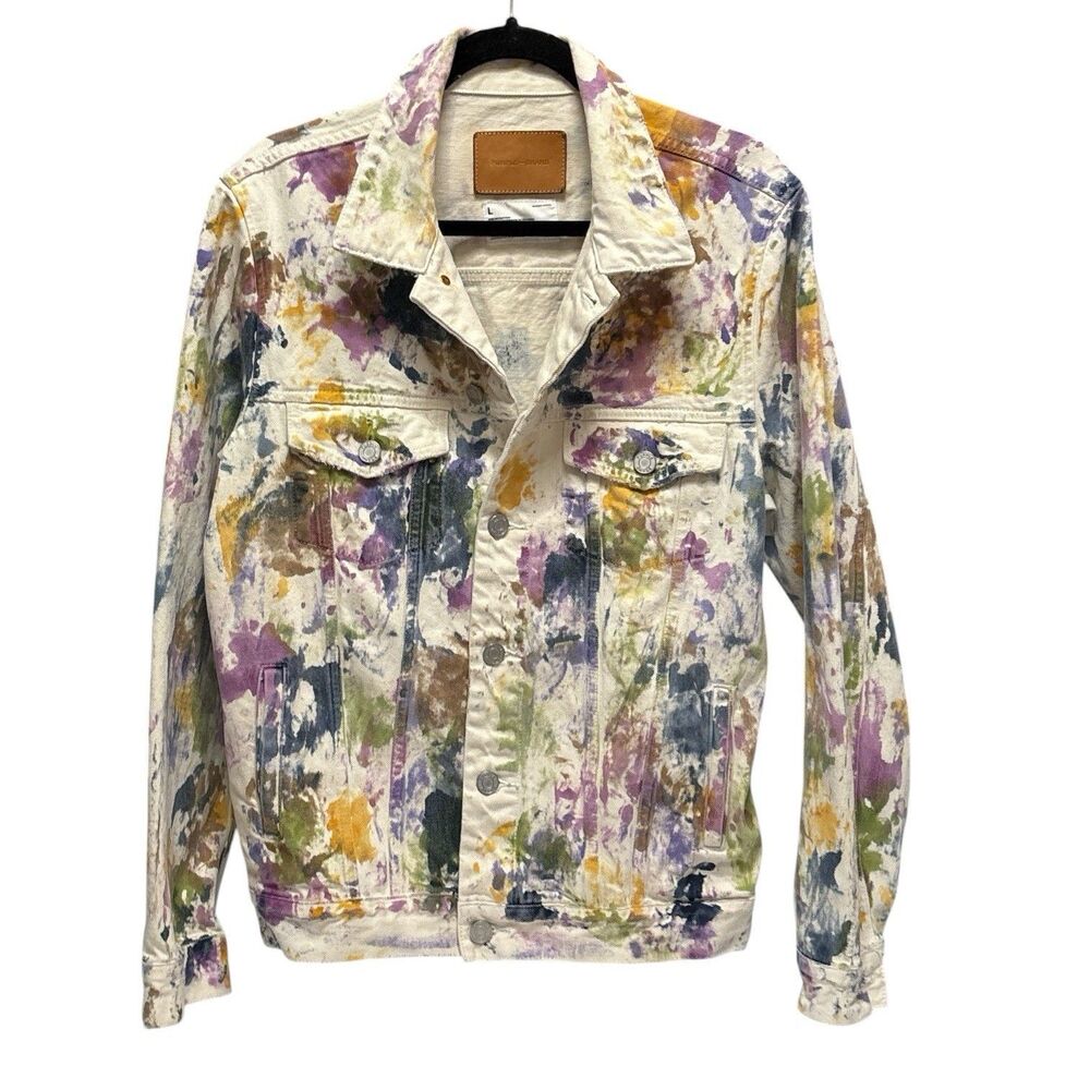 Purple Brand Paint Splatter Denim Trucker Jacket Size Large P006